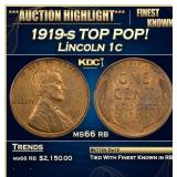 1919-s Lincoln Cent TOP POP! 1c ms66 rb SEGS