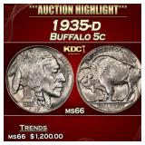 1935-d Buffalo Nickel 5c ms66 SEGS