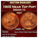 1905 Indian Cent Near Top Pop! 1c ms66+ rd SEGS