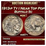 1913-p Ty I Buffalo Nickel Near Top Pop! 5c ms67+