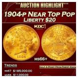 1904-p Gold Liberty Double Eagle Near Top Pop $20