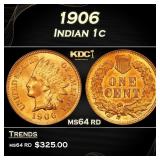 1906 Indian Cent . 1c Grades ms64 rd