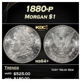 1880-p Morgan Dollar $1 Grades ms64+