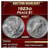 1923-d Peace Dollar $1 ms65+ SEGS