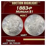 1883-p Morgan Dollar $1 ms67 SEGS