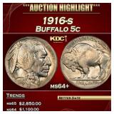 1916-s Buffalo Nickel 5c ms64+ SEGS