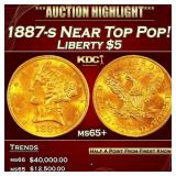 1887-s Gold Liberty Half Eagle Near Top Pop! $5 ms