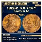 1922-d Lincoln Cent TOP POP! 1c ms66 rb SEGS
