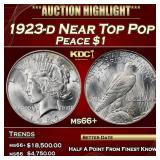1923-d Peace Dollar Near Top Pop $1 ms66+ SEGS