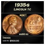 1935-s Lincoln Cent 1c Grades ms66 rd
