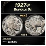 1927-p Buffalo Nickel 5c Grades ms64