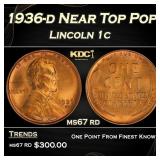 1936-d Lincoln Cent Near Top Pop 1c ms67 rd SEGS