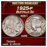 1925-p Buffalo Nickel 5c ms66 SEGS