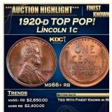 1920-d Lincoln Cent TOP POP! 1c ms66+ rb SEGS
