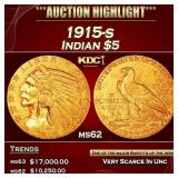 1915-s Gold Indian Half Eagle $5 ms62 USCG