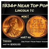 1934-p Lincoln Cent Near Top Pop 1c ms67 rd SEGS
