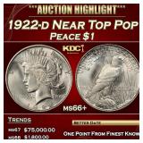 1922-d Peace Dollar Near Top Pop $1 ms66+ SEGS
