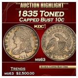 1835 Capped Bust Dime Toned 10c ms63 USCG