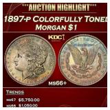 1897-p Morgan Dollar Colorfully Toned $1 ms66+ SEG