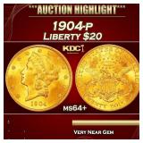 1904-p Gold Liberty Double Eagle $20 ms64+ USCG