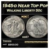 1945-d Walking Liberty Half Dollar Near Top Pop 50
