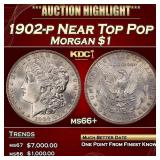 1902-p Morgan Dollar Near Top Pop $1 ms66+ SEGS