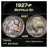 1927-p Buffalo Nickel 5c Grades ms65