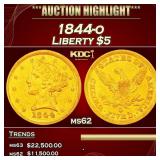 1844-o Gold Liberty Half Eagle $5 ms62 USCG