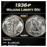 1936-p Walking Liberty Half Dollar 50c ms66+ SEGS
