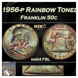 PCGS 1956-p Franklin Half Dollar Rainbow Toned 50c