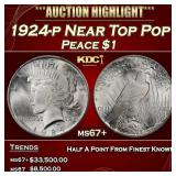 1924-p Peace Dollar Near Top Pop $1 ms67+ SEGS