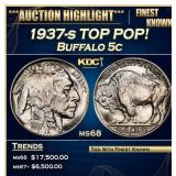 1937-s Buffalo Nickel TOP POP! 5c ms68 SEGS