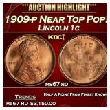 1909-p Lincoln Cent Near Top Pop! 1c ms67 rd SEGS