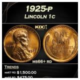 1925-p Lincoln Cent 1c ms66+ rd SEGS