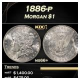 1886-p Morgan Dollar $1 ms66+ SEGS