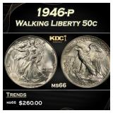 1946-p Walking Liberty Half Dollar 50c Grades ms66