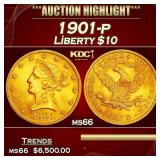 1901-p Gold Liberty Eagle $10 ms66 SEGS