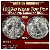 1939-d Walking Liberty Half Dollar Near Top Pop 50