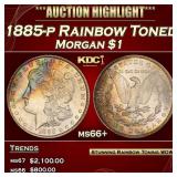 1885-p Morgan Dollar Rainbow Toned $1 ms66+ SEGS