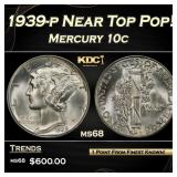1939-p Mercury Dime Near Top Pop! 10c ms68 SEGS