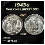 1943-s Walking Liberty Half Dollar 50c Grades ms66