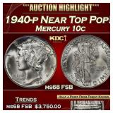 1940-p Mercury Dime Near Top Pop! 10c ms68 FSB SEG