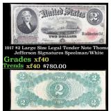1917 $2 Large Size Legal Tender Note Thomas Jeffer