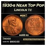 1930-s Lincoln Cent Near Top Pop! 1c Grades ms66 r
