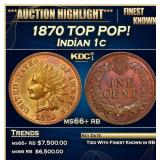 1870 Indian Cent TOP POP! 1c ms66+ rb SEGS
