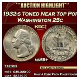 1932-s Washington Quarter Toned Near Top Pop 25c m