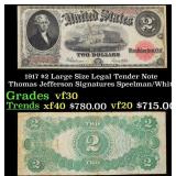 1917 $2 Large Size Legal Tender Note Thomas Jeffer