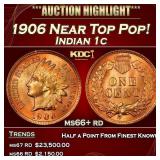 1906 Indian Cent Near Top Pop! 1c ms66+ rd SEGS
