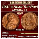1931-s Lincoln Cent Near Top Pop! 1c ms66 rd SEGS