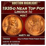 1935-d Lincoln Cent Near Top Pop 1c ms67+ rd SEGS
